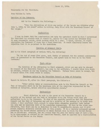 Lot #35 William H. Taft Correspondence Lot to Woodrow Wilson: (2) Typed Letters with Handwritten Notes and a Typed Memorandum - Image 9