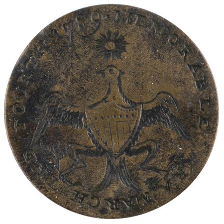 Lot #4 George Washington Brass 'Dated Eagle' Inauguration Button - Image 1