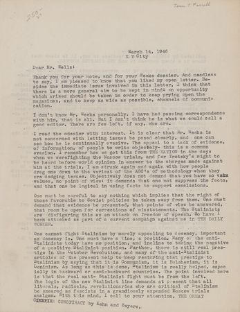 Lot #502 James T. Farrell Typed Letter Signed and Autograph Letter Signed - Image 3