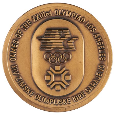 Lot #891 Los Angeles and Sarajevo 1984 Olympics Calgary Organizing Committee Medal Medallion - Image 3