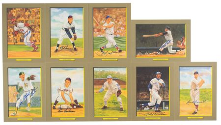 Lot #856 Baseball Hall of Famers (9) Signed Perez-Steele Cards - Image 1