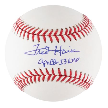 Lot #394 Fred Haise Signed Baseball and Signed Photograph - Image 1