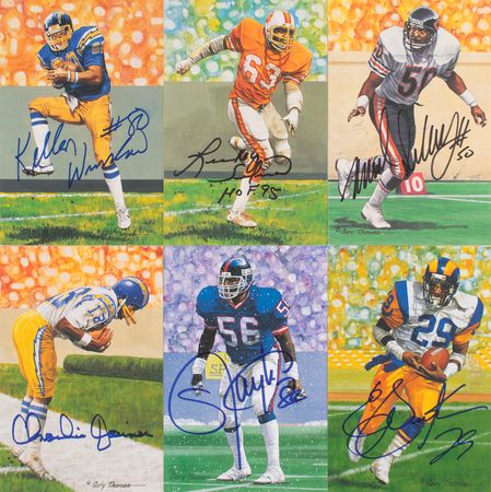 Lot #881 Football Hall of Famers (18) Signed Goal Line Art Cards - Image 1
