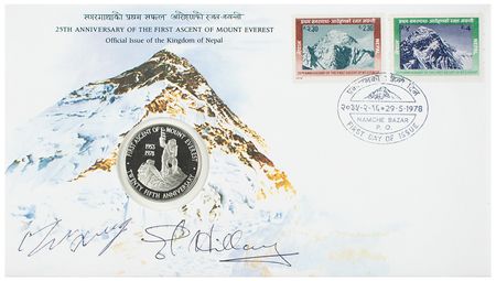 Lot #240 Edmund Hillary and Tenzing Norgay Signed Commemorative Cover - Image 1