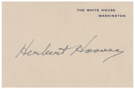 Lot #91 Herbert Hoover Signed White House Card - Image 1