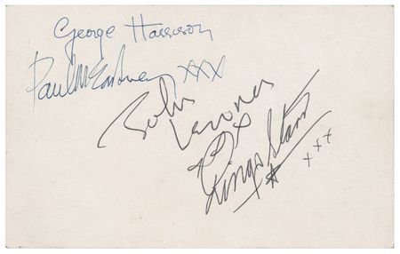 Lot #552 Beatles Signed Parlophone Promo Card - Image 1