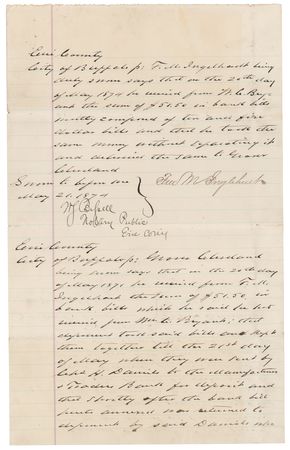Lot #73 Grover Cleveland Autograph Document Signed - Image 1