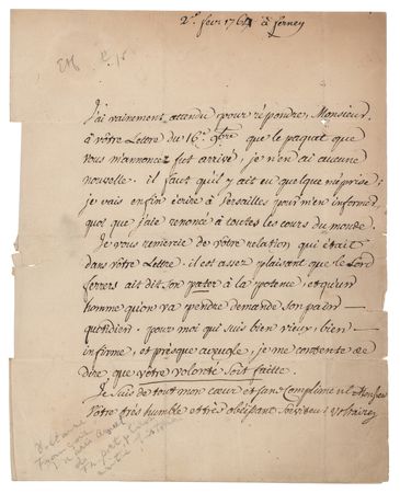 Lot #480 Voltaire Letter Signed - Image 1