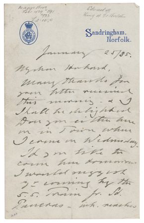Lot #246 King Edward VII Autograph Letter Signed - Image 1