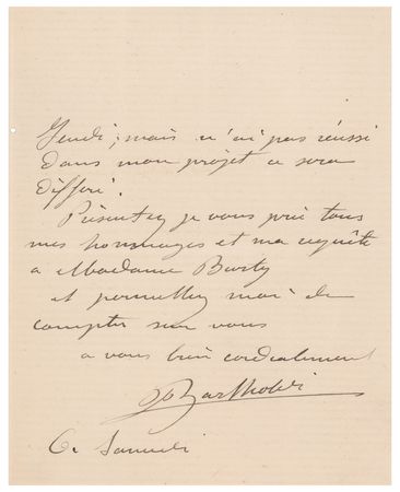 Lot #427 Frederic Auguste Bartholdi Autograph Letter Signed - Image 3