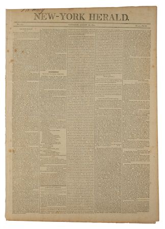 Lot #148 Alexander Hamilton and Aaron Burr Duel: New-York Herald Newspaper - Image 1