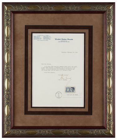 Lot #49 John F. Kennedy: JFK writes one month after taking his Senate seat: 
