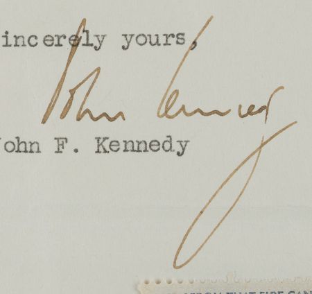 Lot #49 John F. Kennedy: JFK writes one month after taking his Senate seat: 