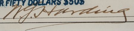 Lot #38 Warren G. Harding Typed Letter Signed as President and Signed Check - Image 6