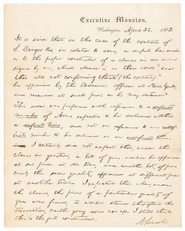Lot #27 Abraham Lincoln Autograph Letter Signed as