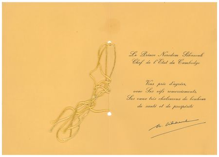 Lot #298 Norodom Sihanouk Signed Card - Image 1