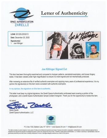 Lot #383 Joe Kittinger (3) Signed Items - Image 2