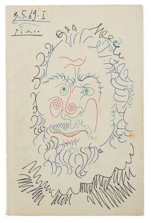 Lot #420 Pablo Picasso Signed Exhibition Catalog with Sketch - Image 1