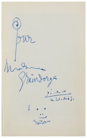 Lot #420 Pablo Picasso Signed Exhibition Catalog with Sketch - Image 2