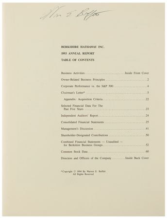 Lot #225 Warren Buffett Signed Berkshire Hathaway Report - Image 2