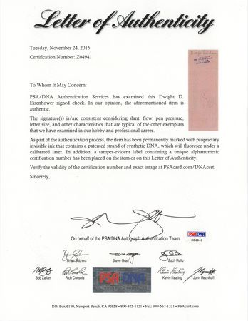 Lot #45 Dwight D. Eisenhower Signed Check - Image 3