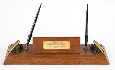Lot #317 USS Constitution 1973 Oak Restoration Pen Stand - Image 1