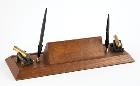 Lot #317 USS Constitution 1973 Oak Restoration Pen Stand - Image 2