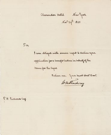 Lot #539 William Makepeace Thackeray Autograph Letter Signed - Image 1