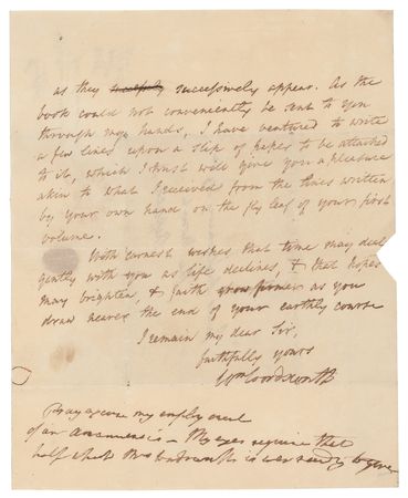 Lot #482 William Wordsworth: Wordsworth exchanges books with a fellow writer: 