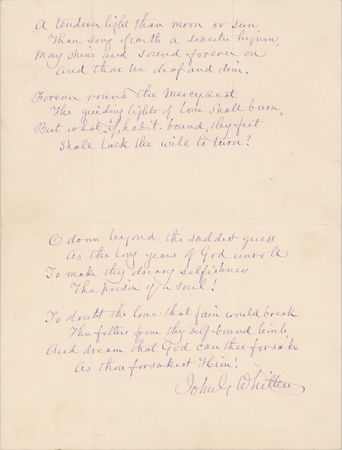 Lot #543 John Greenleaf Whittier Autograph Letter Signed with Handwritten Poem - Image 1
