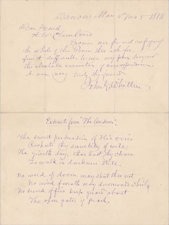 Lot #543 John Greenleaf Whittier Autograph Letter Signed with Handwritten Poem - Image 2