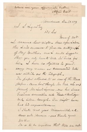 Lot #171 Alfred Vail Signature - Image 1