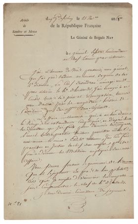Lot #357 Michel Ney Autograph Letter Signed