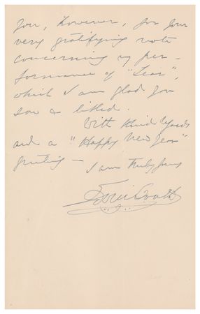 Lot #718 Edwin Booth: Booth responds to praise of his 