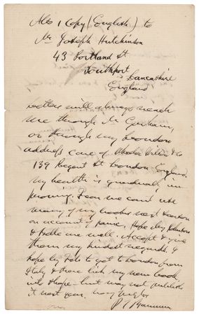Lot #152 P. T. Barnum: Learning new show-business tricks in Germany, Barnum promises: 