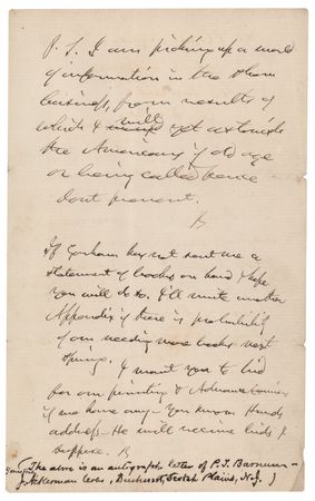 Lot #152 P. T. Barnum: Learning new show-business tricks in Germany, Barnum promises: 
