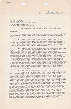 Lot #800 Steven Spielberg Document Signed - Image 1