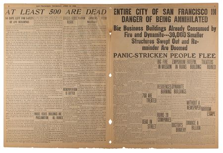 Lot #144 1906 San Francisco Earthquake Newspaper - Image 2