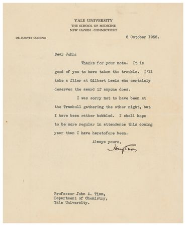 Lot #153 Harvey Cushing: Cushing makes a Nobel