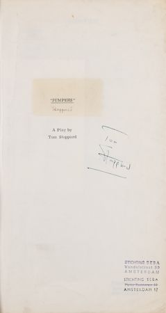 Lot #537 Tom Stoppard Signed Playscript for 'Jumpers' - Image 1