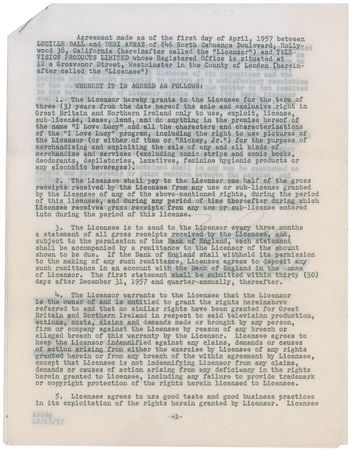 Lot #714 Lucille Ball and Desi Arnaz Document Signed - Image 1
