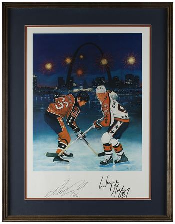 Lot #884 Wayne Gretzky and Mario Lemieux Signed Lithograph - Image 1