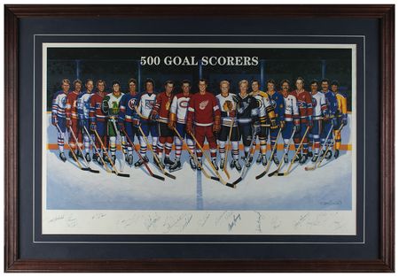 Lot #885 Hockey 500 Goal Scorers (16) Multi-signed Lithograph - Image 1
