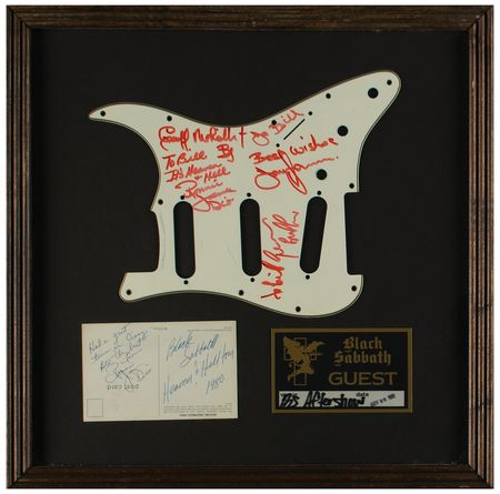 Lot #612 Black Sabbath Signed Pickguard and Ronnie James Dio Signature - Image 1