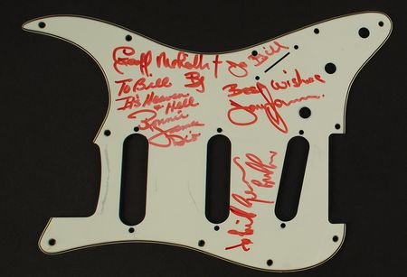 Lot #612 Black Sabbath Signed Pickguard and Ronnie James Dio Signature - Image 2