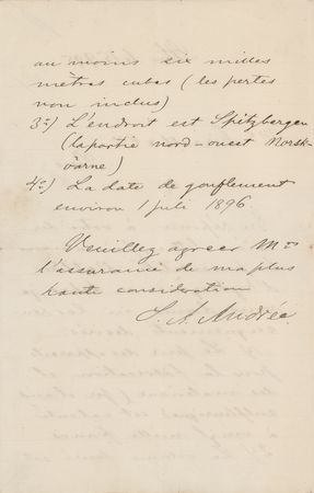 Lot #199 Salomon August Andrée Autograph Letter Signed - Image 2