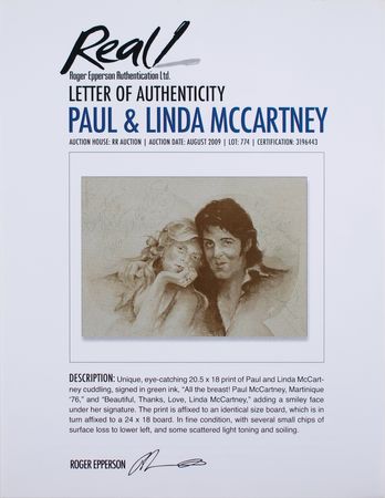 Lot #559 Beatles: Paul and Linda McCartney Signed Print - Image 5