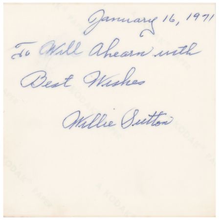 Lot #302 Willie Sutton Signed Photograph and Typed Letter Signed - Image 3