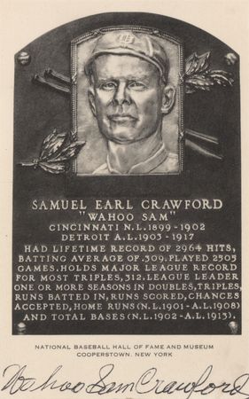Lot #875 'Wahoo' Sam Crawford Signed Hall of Fame Card - Image 1
