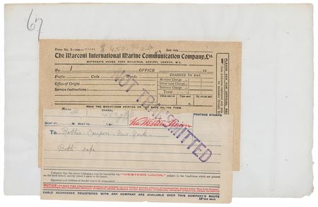 Lot #198 Titanic: Ridsdale and Leslie (2) Marconigrams - Image 2